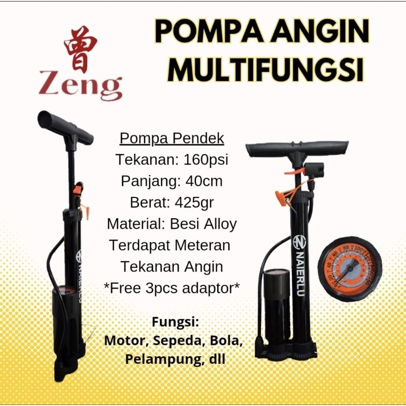 RB Pompa Ban Pendek 40cm Pompa Angin Multifungsi Pompa Sepeda Pompa Mini Pompa Kecil Pompa Ban Kecil