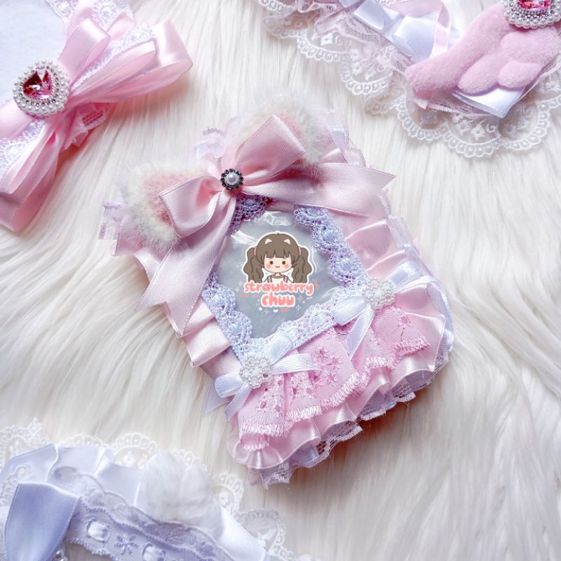 [strawberry.chuu] Kolbuk Binder Deco Coquette Lace Ribbon Custom untuk Tempat Photocard KPOP
