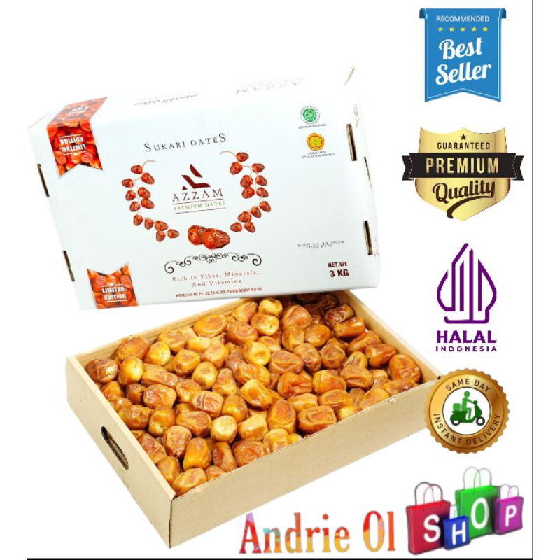 

Premium Dates Sukari Azzam 3kg kurma sukari Al Qosim