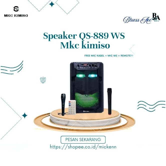 Spealer Bluetoot Wirelese QS-889 8,8inch free mic+remote controle