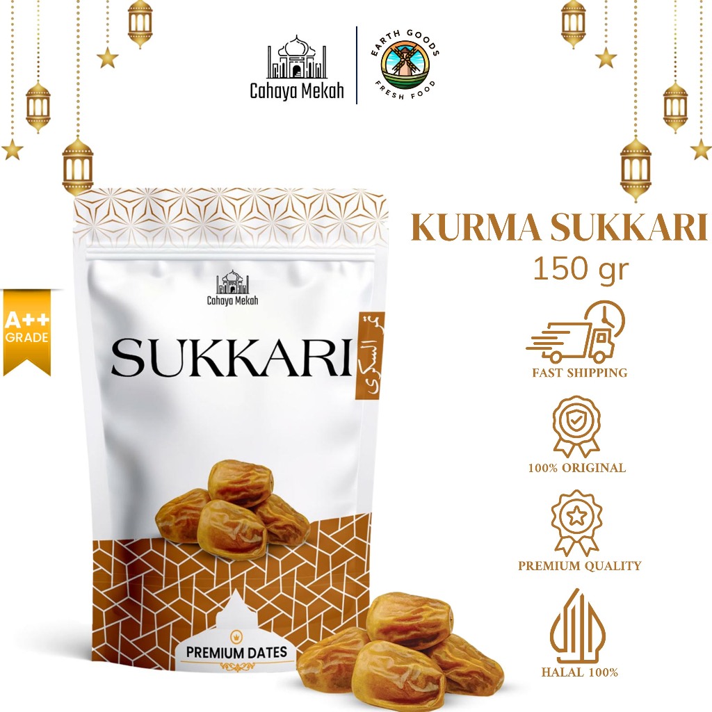 

Cahaya Mekah Kurma Sukkari King Dates Manis Lembut Kurma Buka Puasa Kemasan Pouch 150 Gram