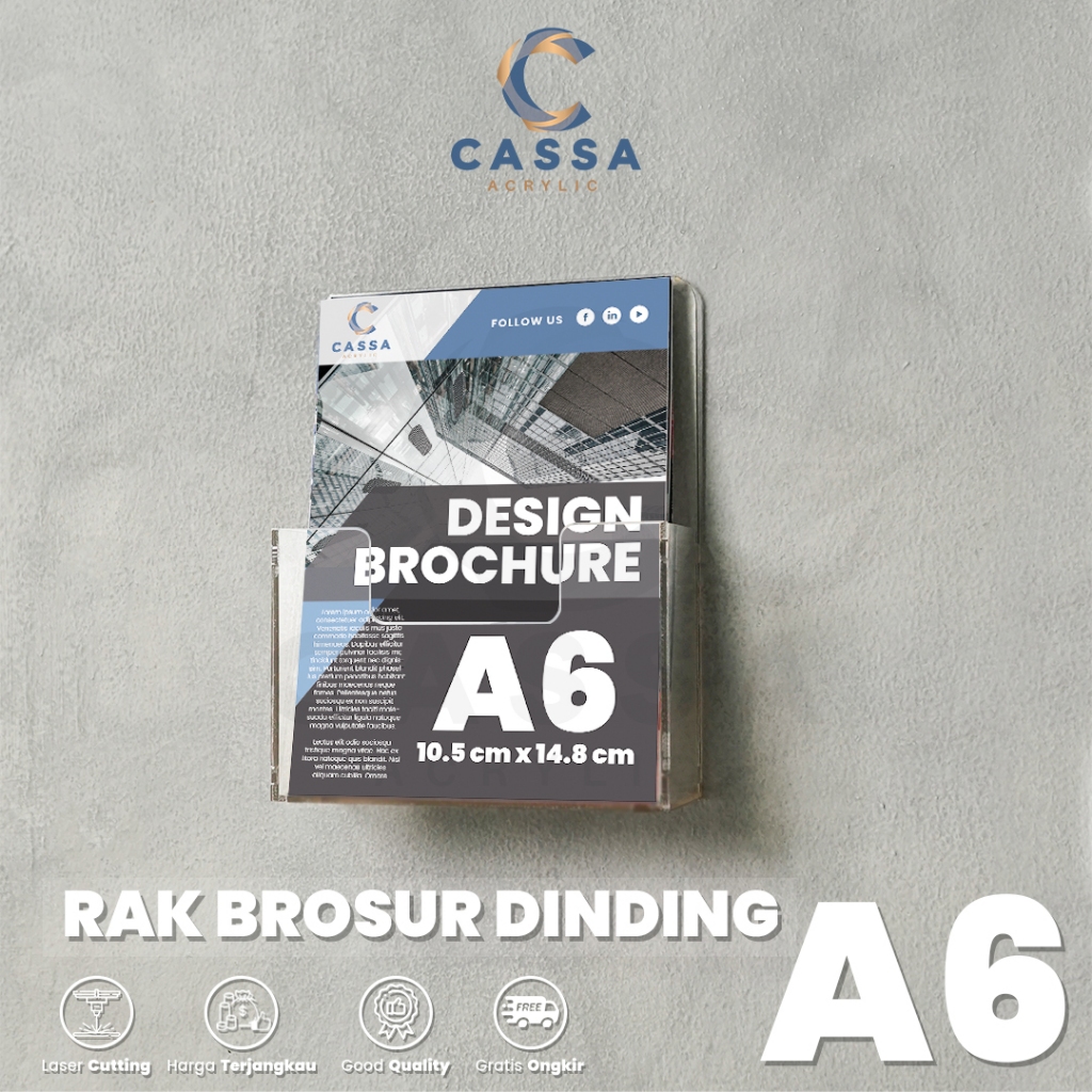 RAK BROSUR AKRILIK A6 2MM / DISPLAY TEMPAT BROSUR DINDING AKRILIK