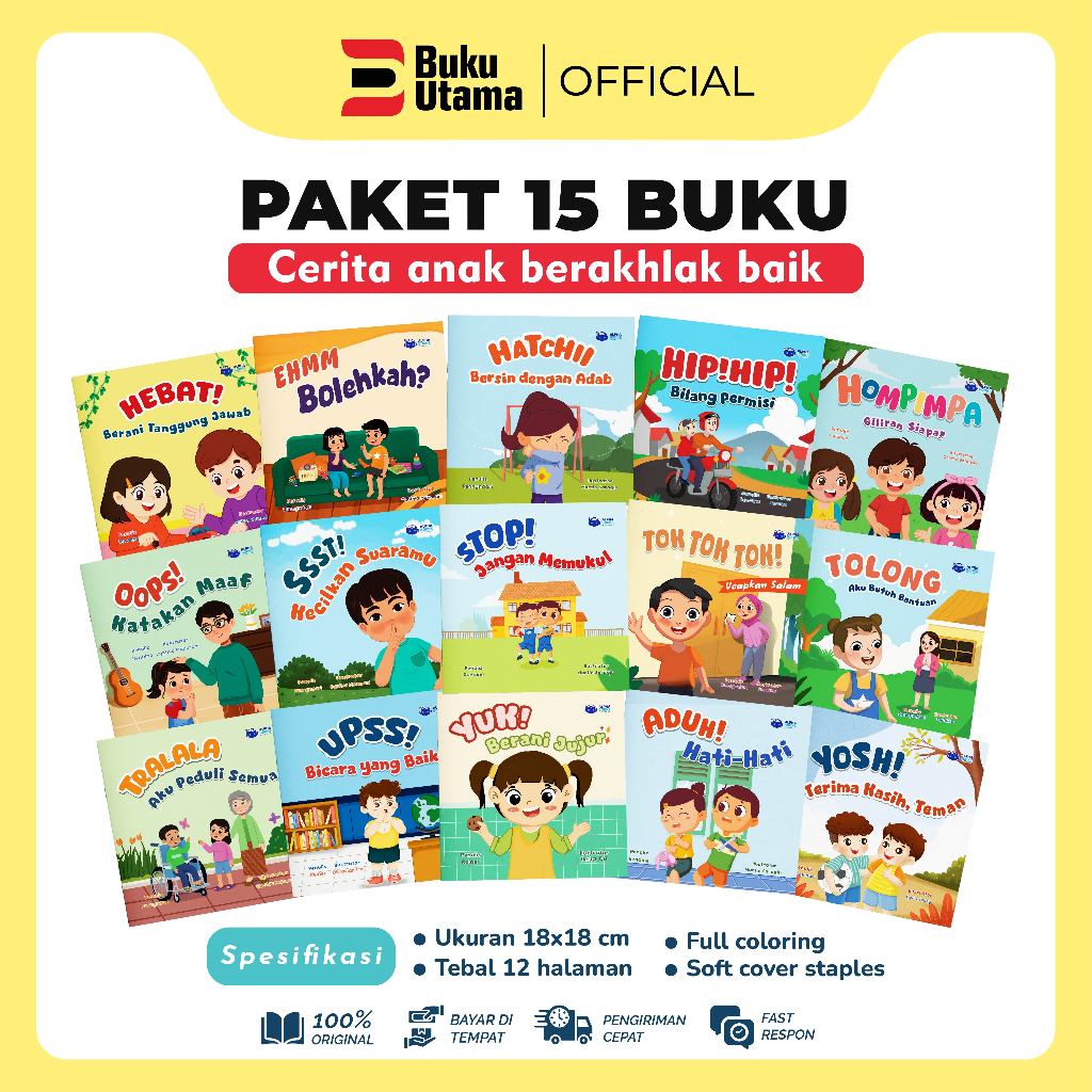 BUKU UTAMA Bundling 15 Buku Cerita Anak Berakhlak Baik