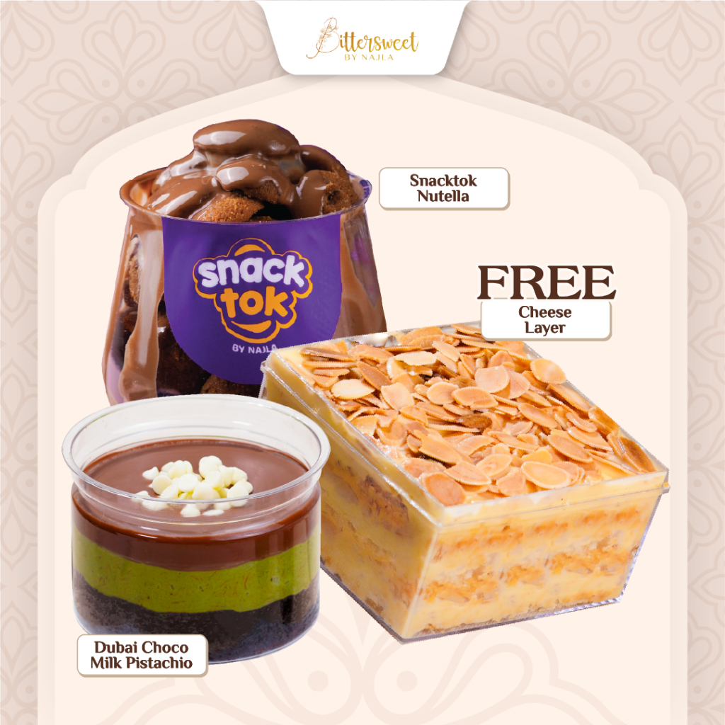 

( Spesial Ramadhan ) ( FREE Cheese Layer ) Snacktok Full Cookies Nutella + Dubai Choco Brownies Choco Milk