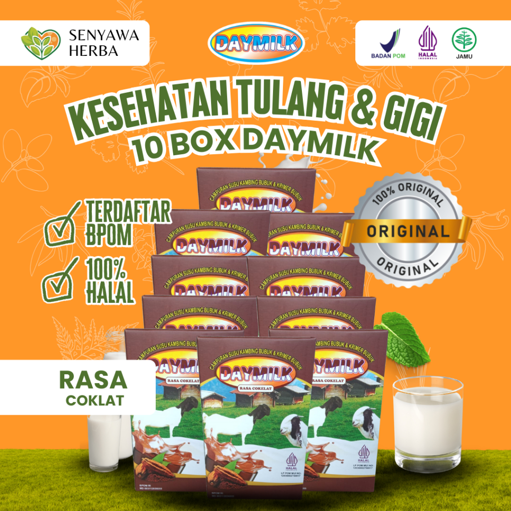 

PAKET 10 BOX SUSU DAYMILK COKELAT – Susu Kambing Etawa 200gr, Sehatkan Tulang, Sendi, Lambung