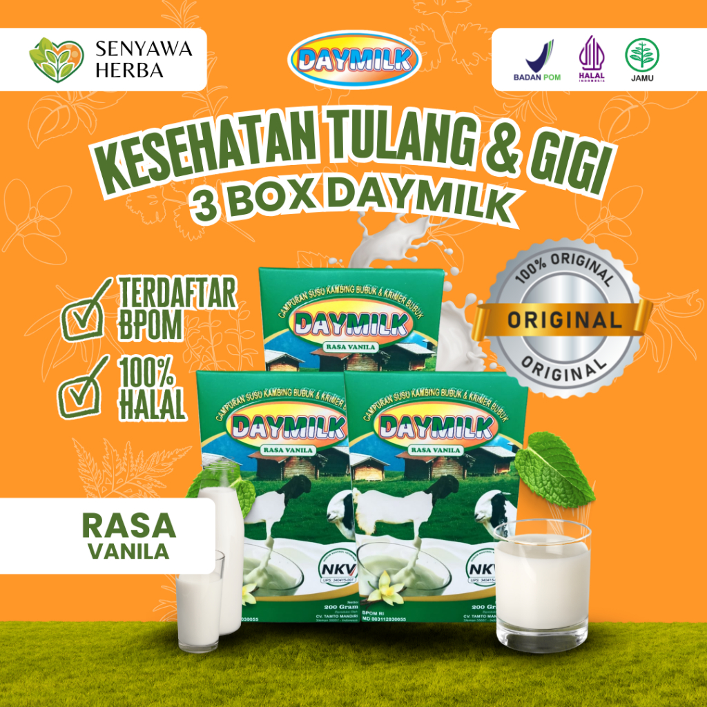 

PAKET 3 BOX SUSU DAYMILK VANILA – Susu Kambing Etawa 200gr, Sehatkan Tulang, Sendi, Lambung