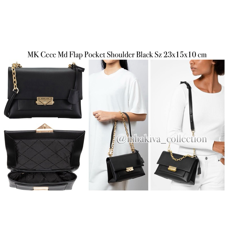 MK Cece Md Flap Pocket Shoulder Black