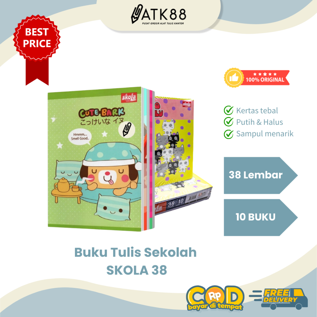 

[ATK88] Buku Tulis Anak Sekolah 1 Pack SKOLA 38 Lembar isi 10 pcs Original Buku SD SMP SMA