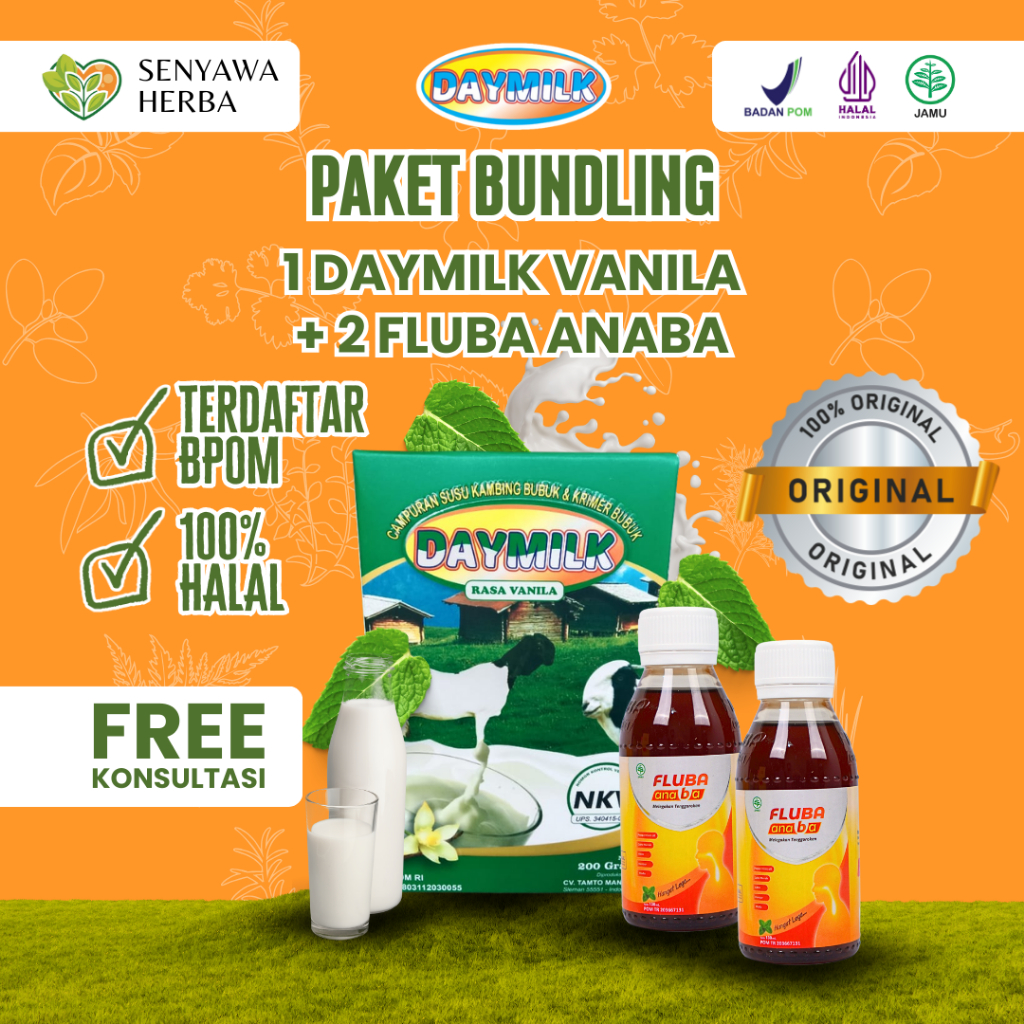 

Paket Bundling 1 Box Susu Kambing Etawa Daymilk Premium Vanila + 2 Botol Madu Herbal Fluba Anaba