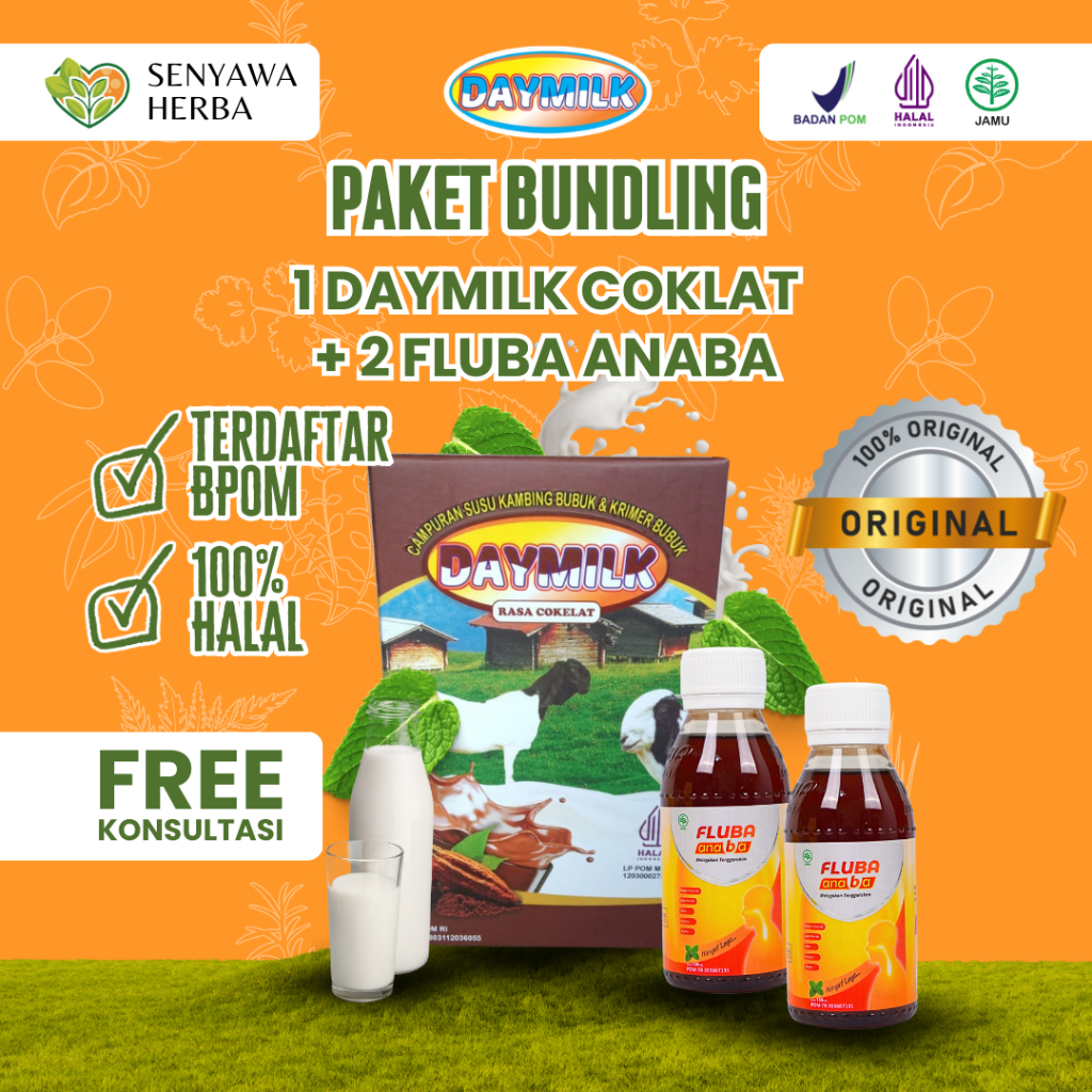 

Paket Bundling 1 Box Susu Kambing Etawa Daymilk Premium Cokelat + 2 Botol Madu Herbal Fluba Anaba