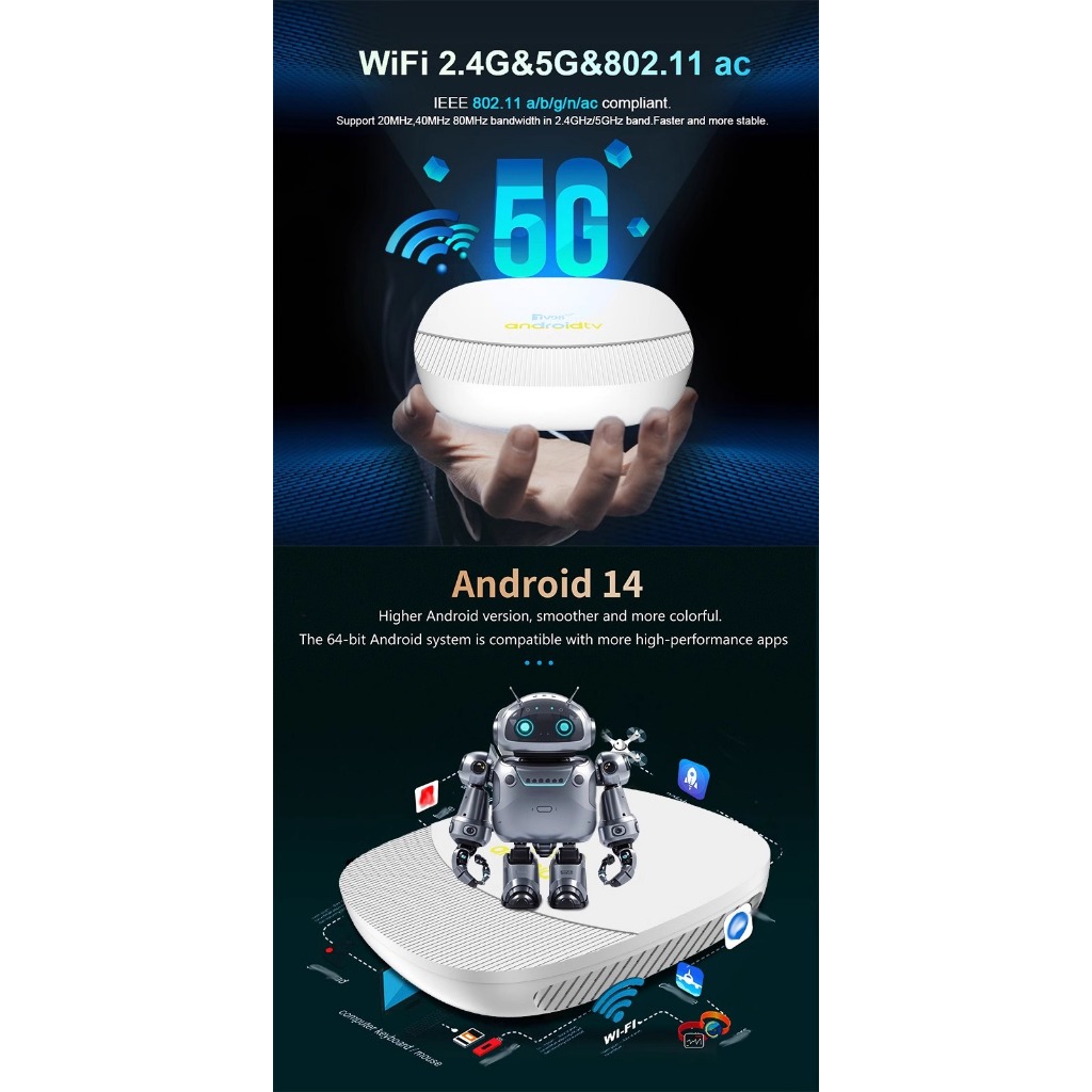 cuci gudang {rumah xiaomi}set-top box tv98 atv max pertama h313 8k hd bluetooth dual-band wifi tv