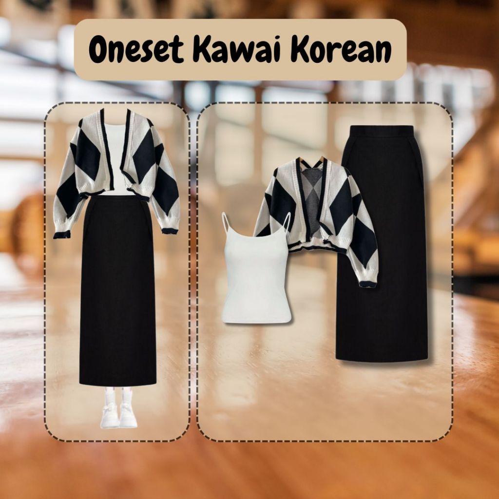 OOTD Set 4in1 | Outfit Casual | Outfit Buber | OOTD Wanita Modern Korean Style _HM0339_