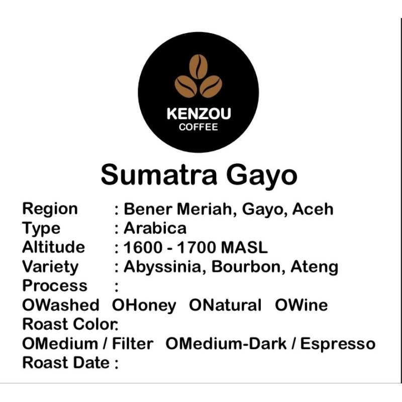 

Kenzou Coffee Biji Kopi Arabika Sumatra Gayo Wet Hulled 200gr