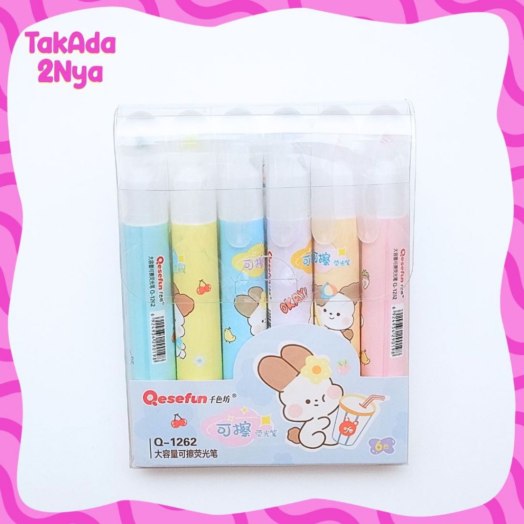 

Highlighter Erasable Qesefun Q-1262 Isi 6 Marker Textlighter Textliner Penanda Halaman Bisa Di Hapus