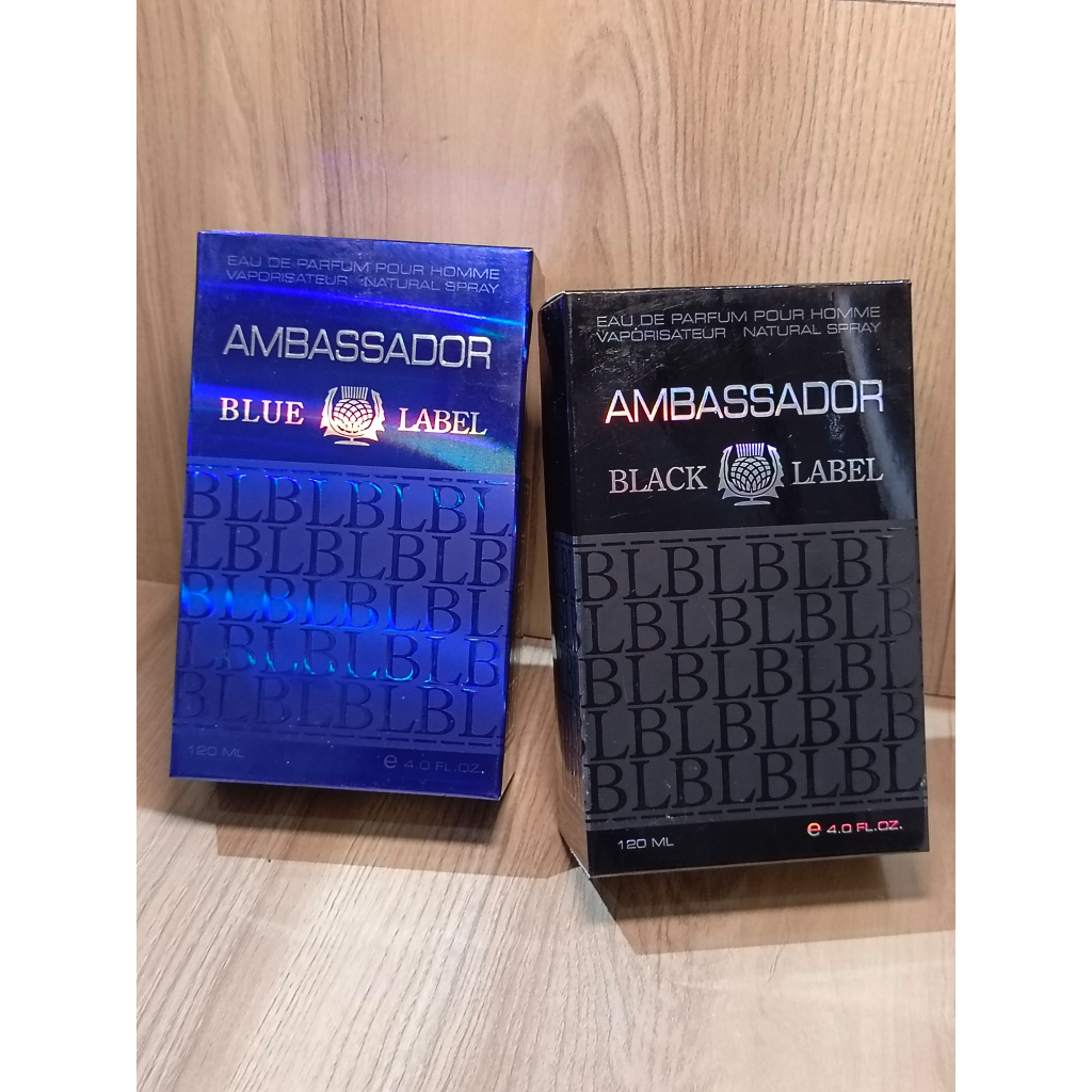 Ambassador Eau De Parfum Label- Black and Blue