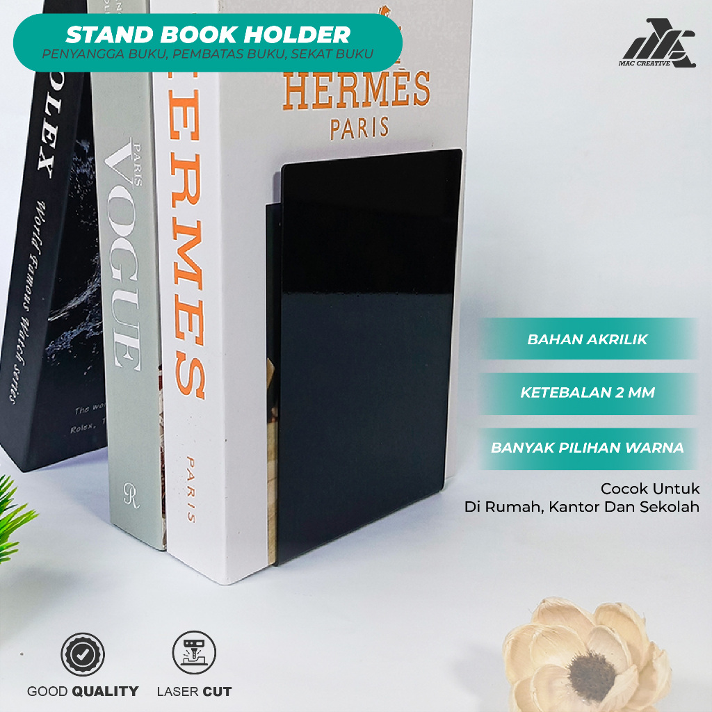 

Akrilik Pembatas Buku 2mm - Penyangga Buku Sekat Buku Akrilik - Acrylic Book Stand - SBA 02