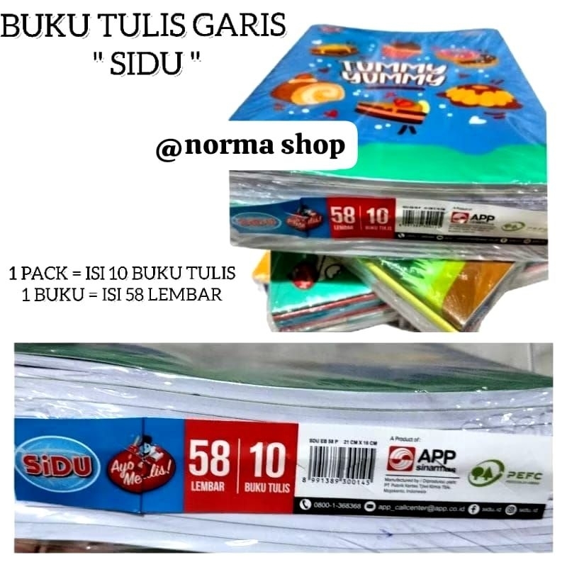 

BUKU TULIS GARIS ' SIDU ' 58 Lembar ( Harga 10 pcs Buku Tulis )