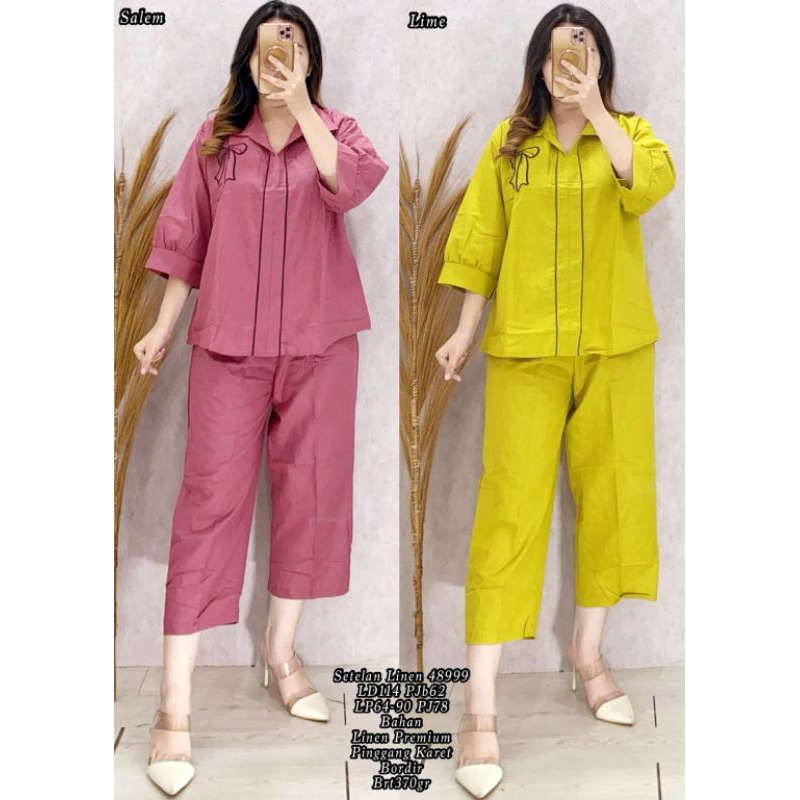 48999 setelan linen premium