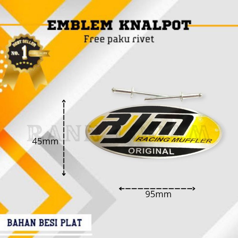 Emblem knalpot merek RJM Gratis paku rivet