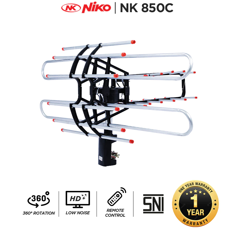 Niko NK850C Antena TV Tabung Digital Remote Indoor Outdoor Super Jernih BONUS Kabel Antena 10 Meter