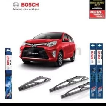 Paket Wiper Depan Belakang Toyota Calya Advantage Original Bosch