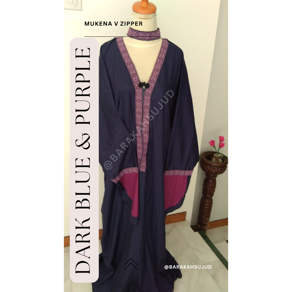 (Pre - Order) Alat Sholat /Mukena V Neck Zipper Premium - Warna Gelap/Mukena Cantik Nyaman - Barakah