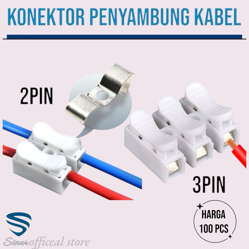 100 PCS KONEKTOR KABEL/QUICK CONNECT CABLE/TERMINAL SAMBUNGAN KABEL/PENJEPIT SAMBUNGAN KABEL LISTRIK