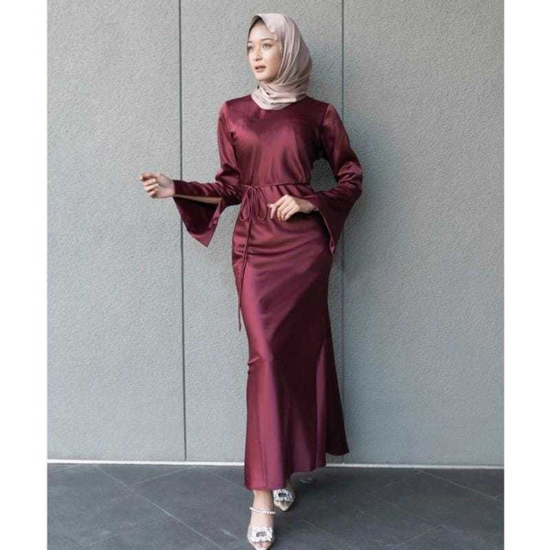 kennan dress hijab terbaru//silk dress lebaran satin  panjang/dress bridesmaid/dress kondangan