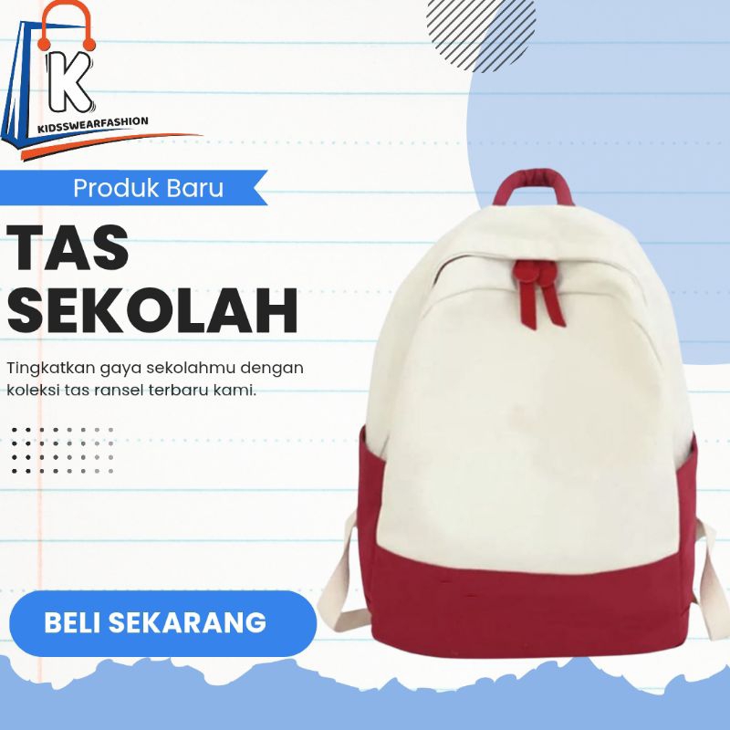 TAS RANSEL ANAK SEKOLAH TK PAUD SD POLOS UNISEX TAS KOPER TAS RANSEL ANAK