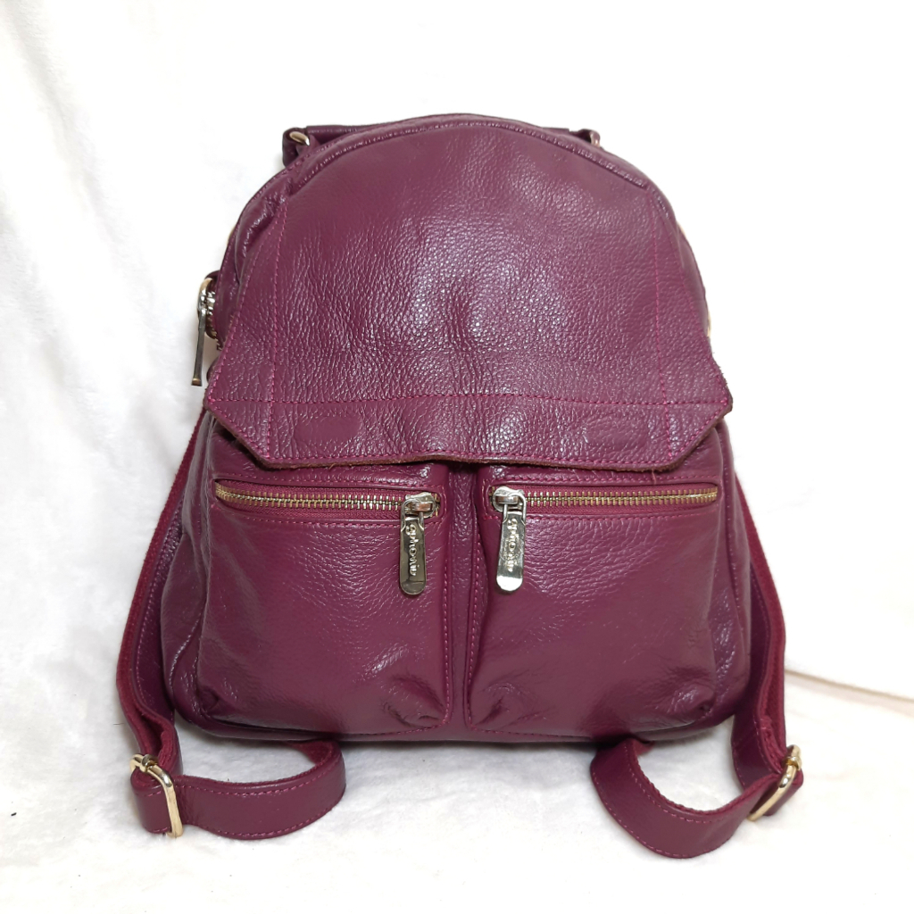 [PRELOVED] Tas Kulit Asli Kulas Ransel dan Shoulder 2 in 1 Wanita Warna Ungu Violet Purple