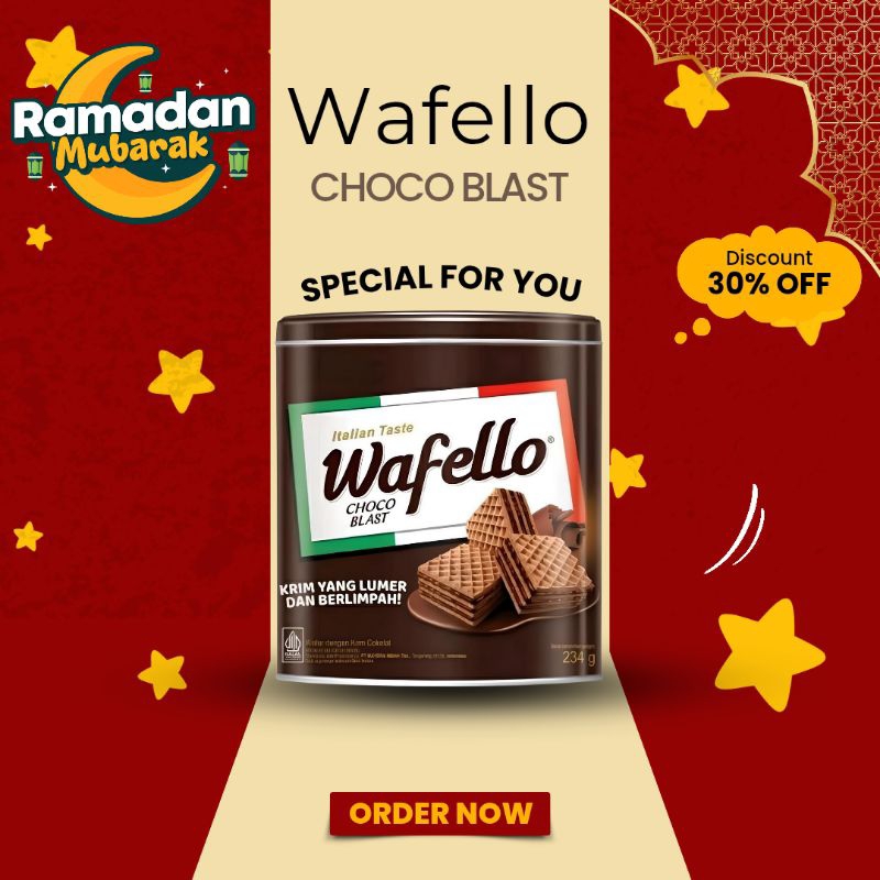 

waffelo choco blast kaleng wafello wafer coklat promo wafello spesial ramadhan wafello kaleng 1 karton wafer wafello