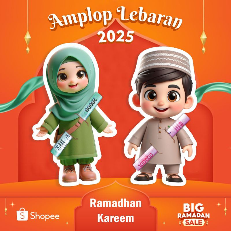 

(30pcs) Amplop lebaran karakter gemoy 2025 3D amplop lebaran uang slip angpao lebaran idul Fitri amplop THR