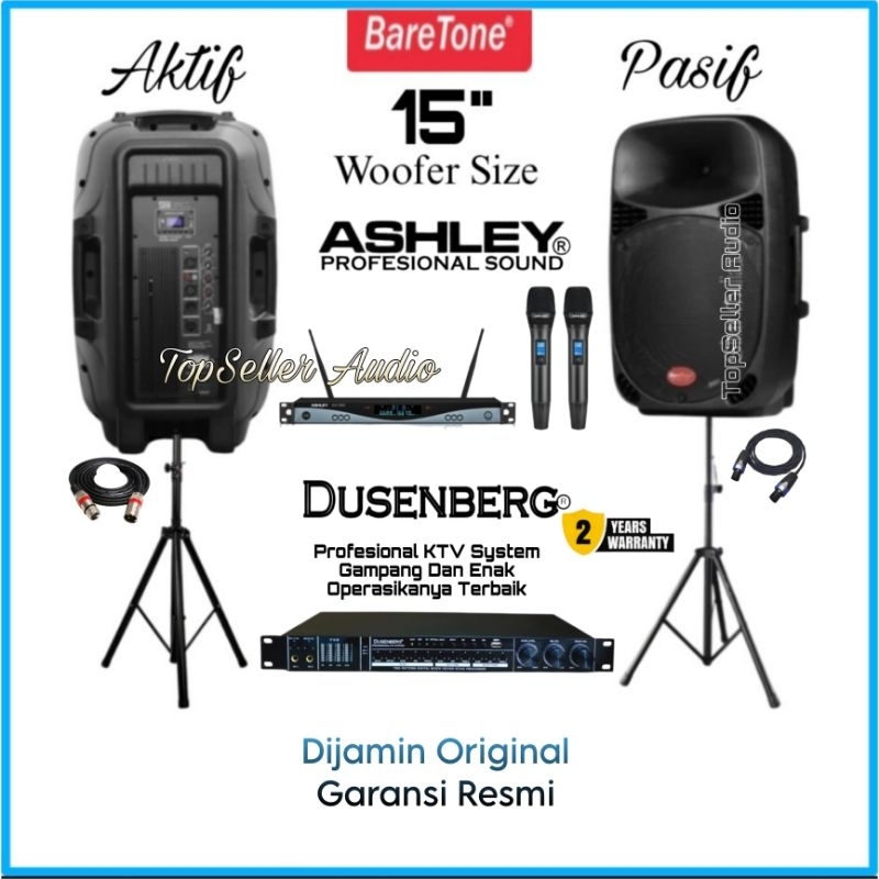Paket Sound System Karaoke & Aula Ruangan Dll Speaker BareTone 15 Inch [ Aktif Pasif ] Processor KTV