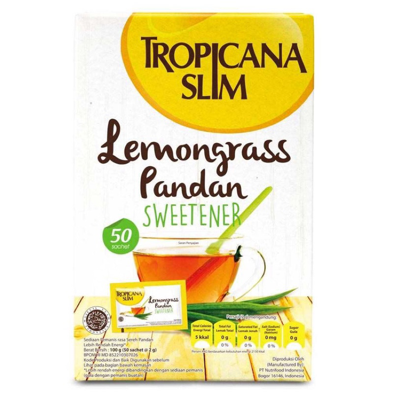 

Tropicana Slim Sweetener Lemongrass Pandan 50 sch