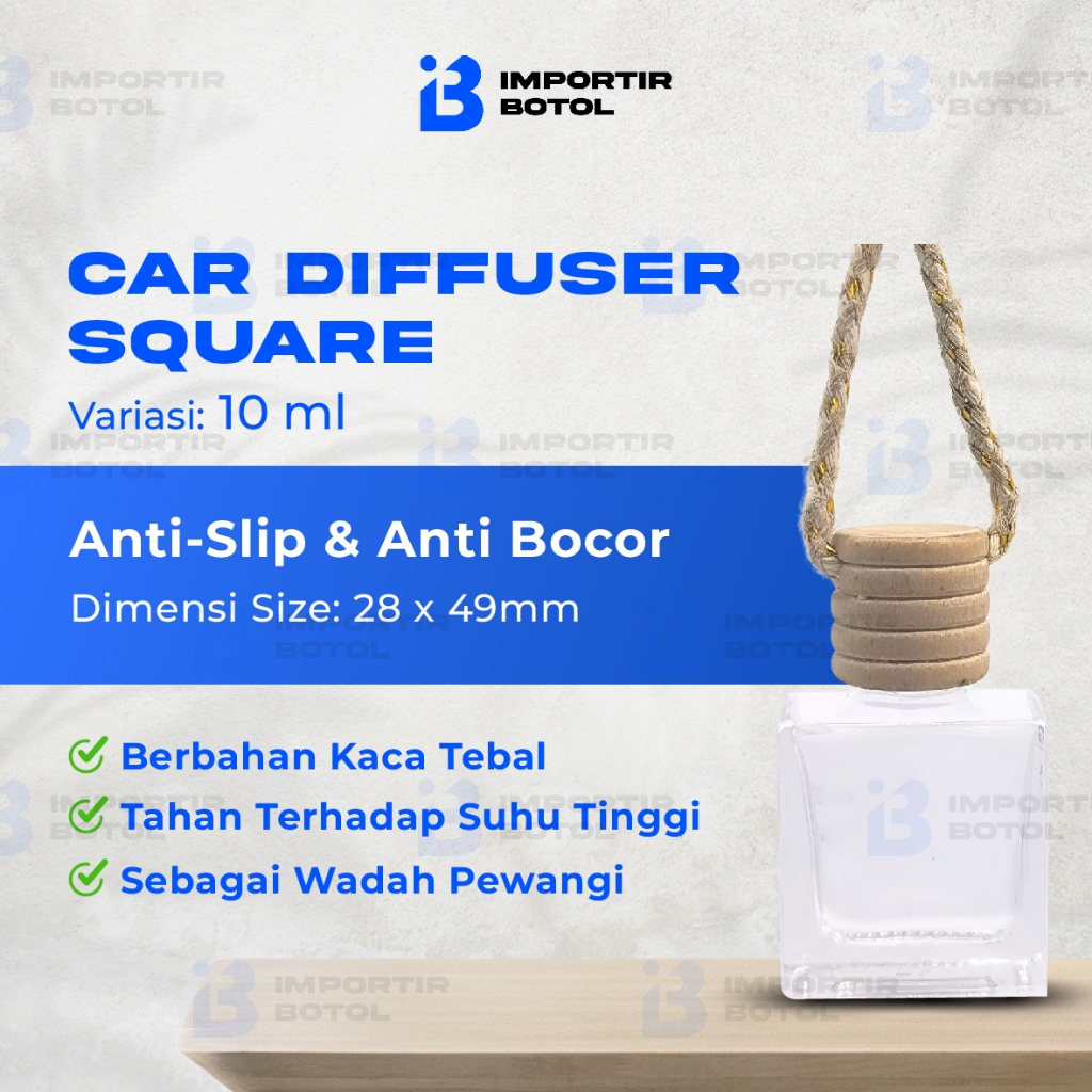 IMPORTIR BOTOL Car Perfume Diffuser 10ML Square type Wood cap / Botol Parfum Mobil 10 ML Kotak