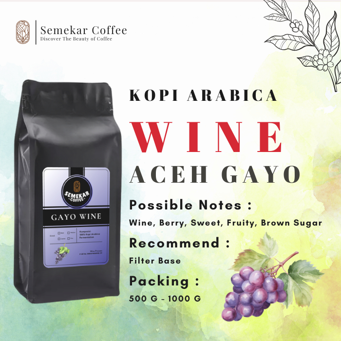 

Semekar Coffee - Kopi Arabica Aceh Gayo Fermentation Wine Roasted Beans - 500G & 1000G