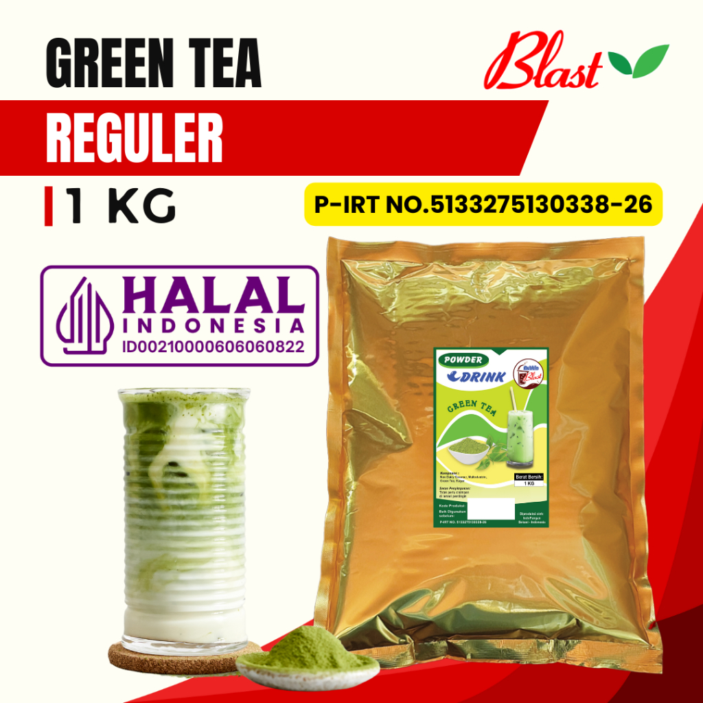 

Bubuk GREEN TEA 1 KG - Bubuk Minuman Rasa Matcha - Powder Mix. Creamer + Gula