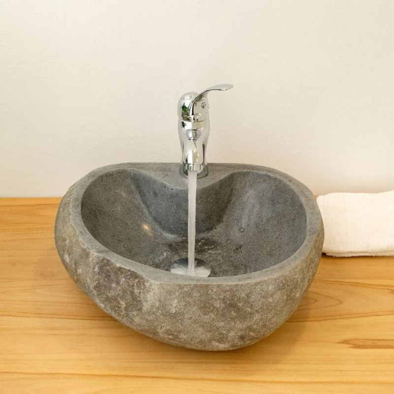 Washtafel batu alam | Wastafel cuci tangan + lubang kran