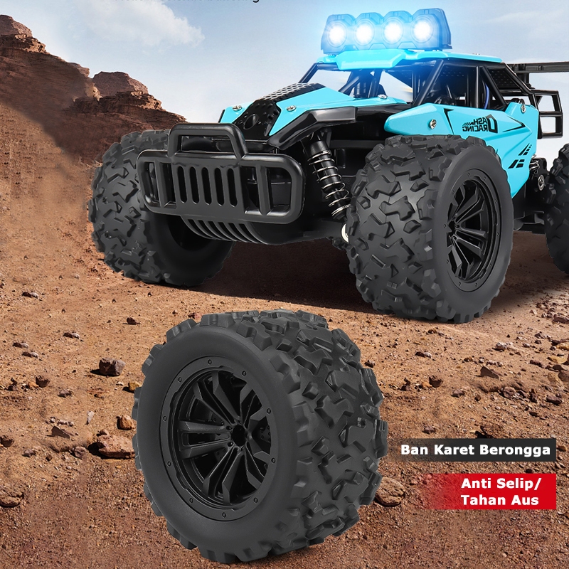 Mainan Mobil Remote Control Full Propo RC Mobil Offroad dengan Lampu LED Bodi Alloy Frekuensi 2.4GHZ