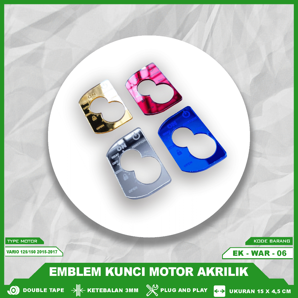 EMBLEM KUNCI AKRILIK VARIO 125 150 LED - EMBLEM KONTAK VARIO 125 / 150 tahun 2015-2017 - EK WAR 06