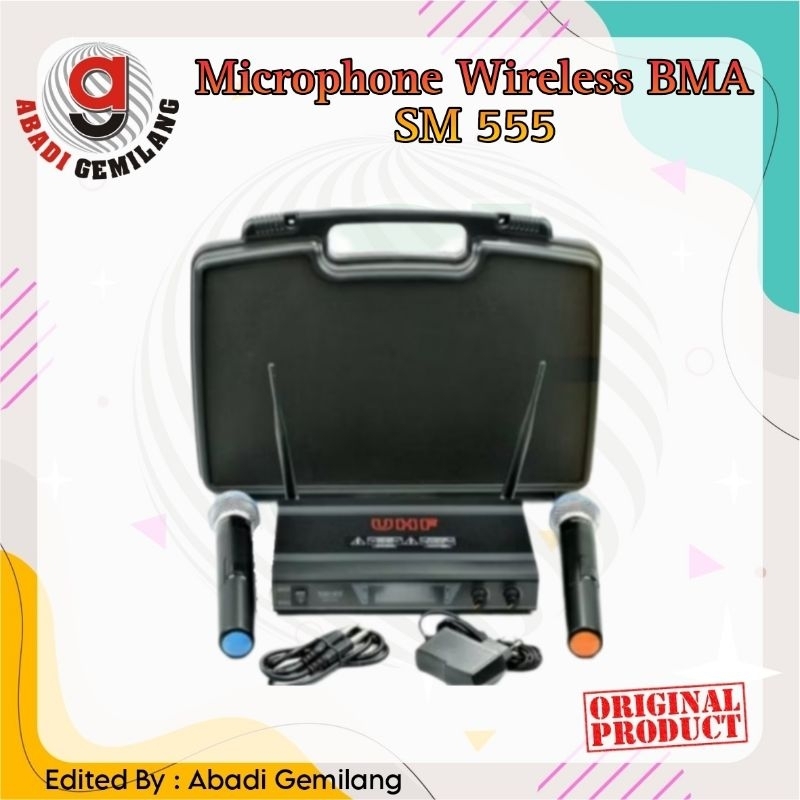 Mic Wireless BMA SM-555 Koper/Mic Tanpa Kabel BMA SM555 Profesional UHF Microphone