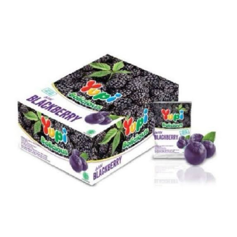 

YUPI WILD BLACKBERRY [ 1 BOX ISI 24 PCS ] | YUPI BOLICIOUS BLACKBERRY | YUPI BOLICIOUS COLLAGEN