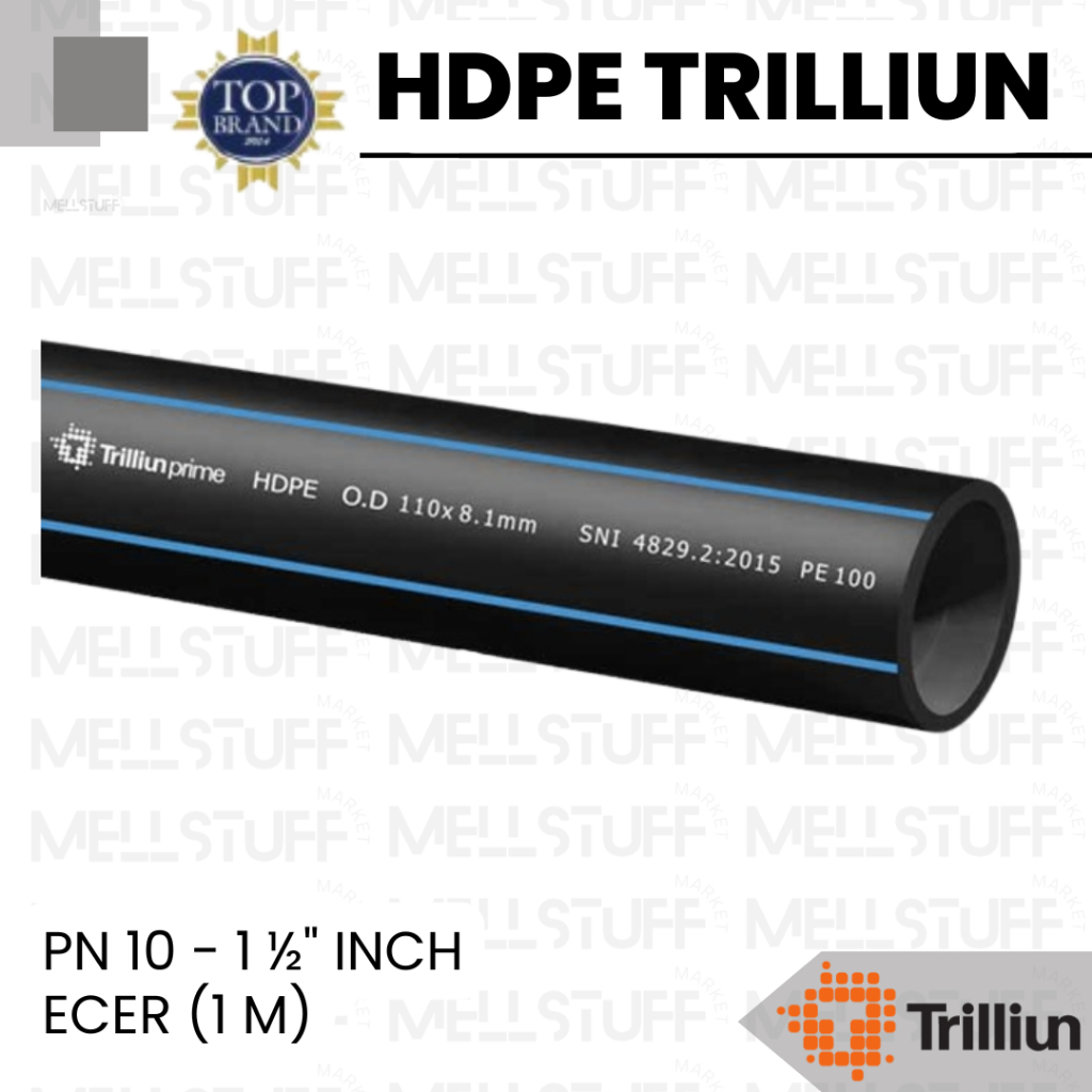 Pipa HDPE Premium Trilliun 1 ½" Inch (50mm) PN-10 Meteran (Eceran) Premium HDPE Pipe