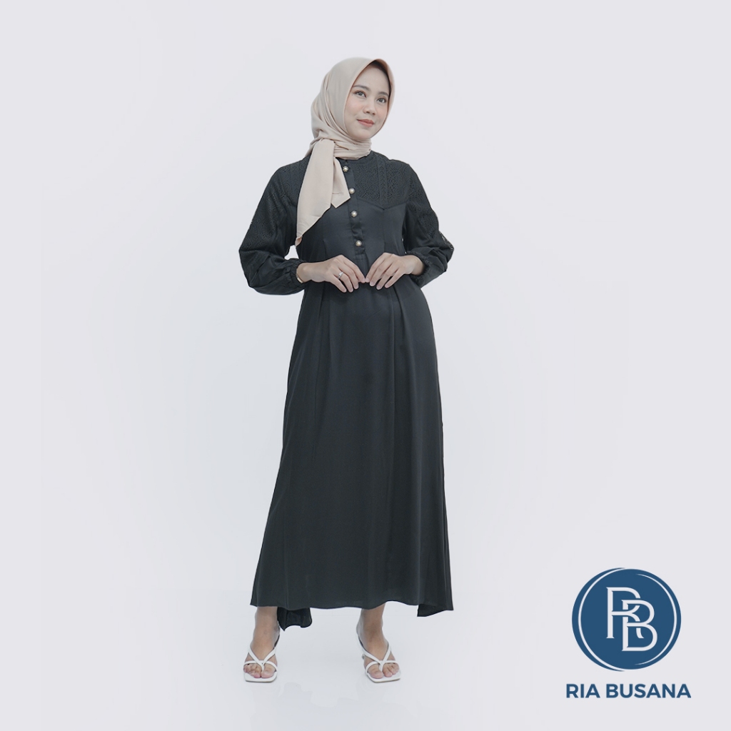 Ria Busana - Agape 88 - Gamis Dewasa Wanita Rayon Polos Kancing Art. 2431-MIDIKCG