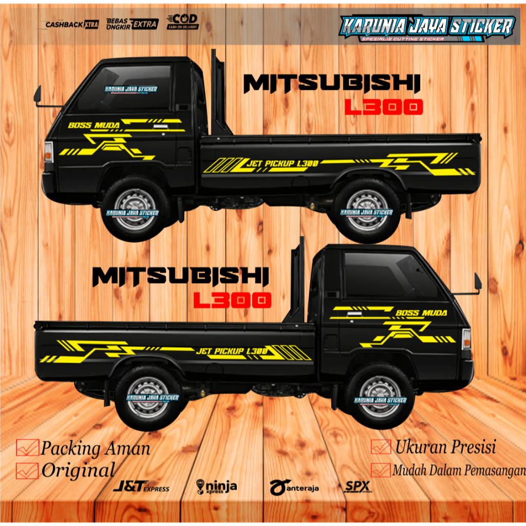 Cutting Stiker Mobil Pickup L300 Stiker Striping JET PICKUP L300 Stiker Mobil Pickup Mitsubishi L300