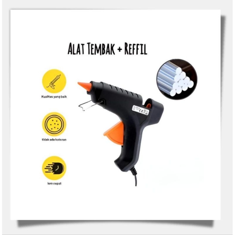 

Alat Lem Tembak Glue Gun 20 Watt Melt Pistol Panas + Glue Sticks 10 Pcs Refill Stik Lem Lilin Stick