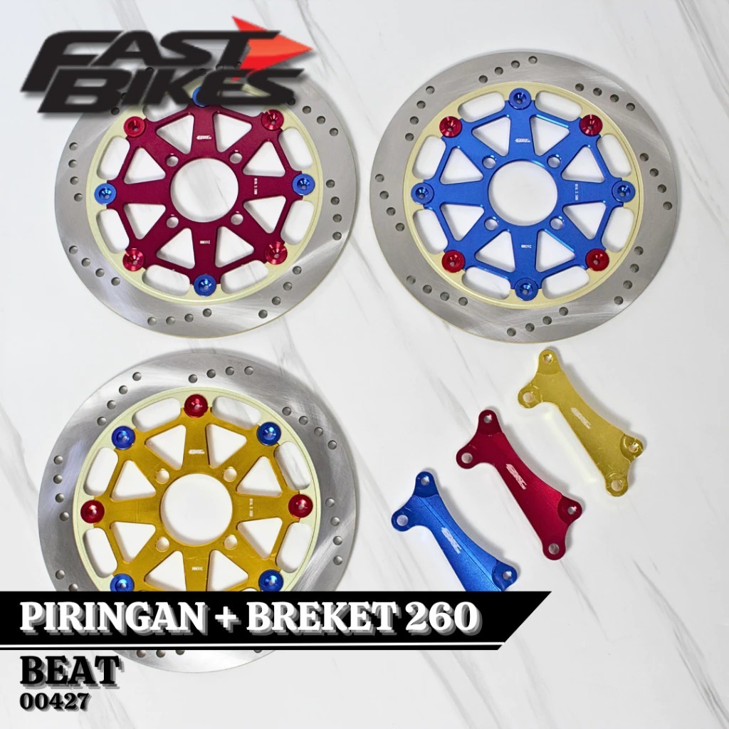 Piringan Cakram Depan FastBikes Beat 260mm + Bracket Piringan/Disc Motor