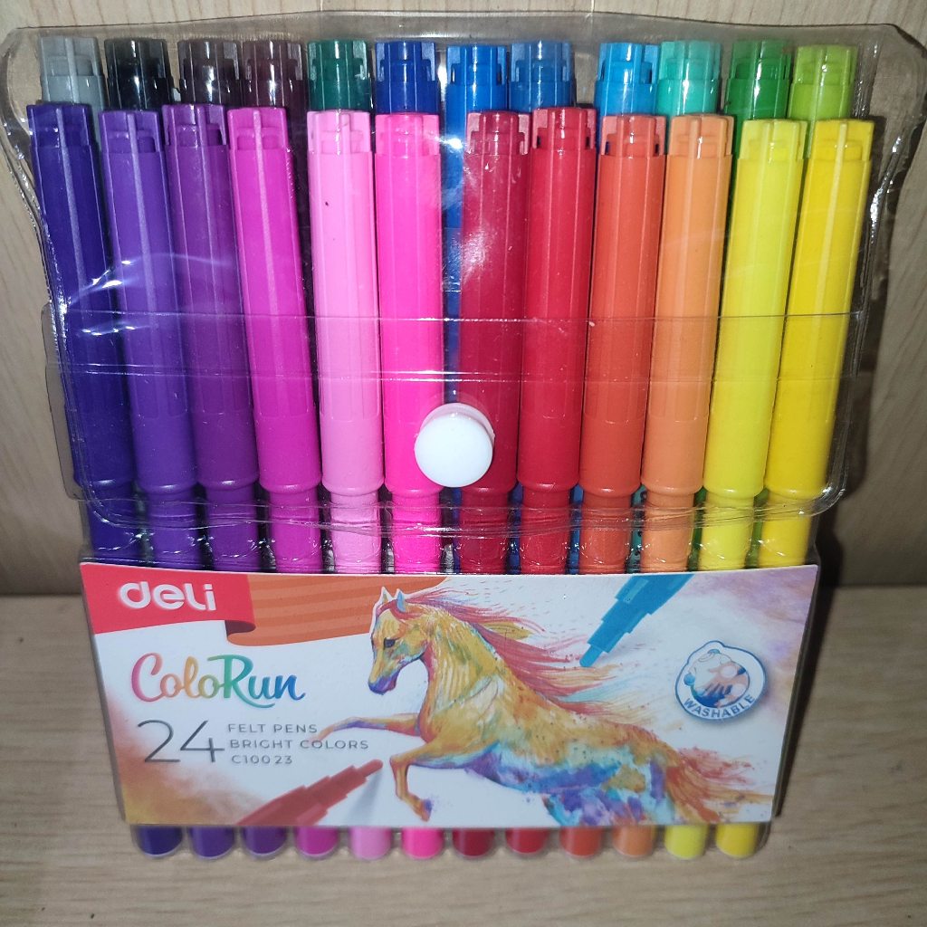 

Deli - Spidol Felt Pen 24 Warna Colorun Washable 1.0 mm - C10023