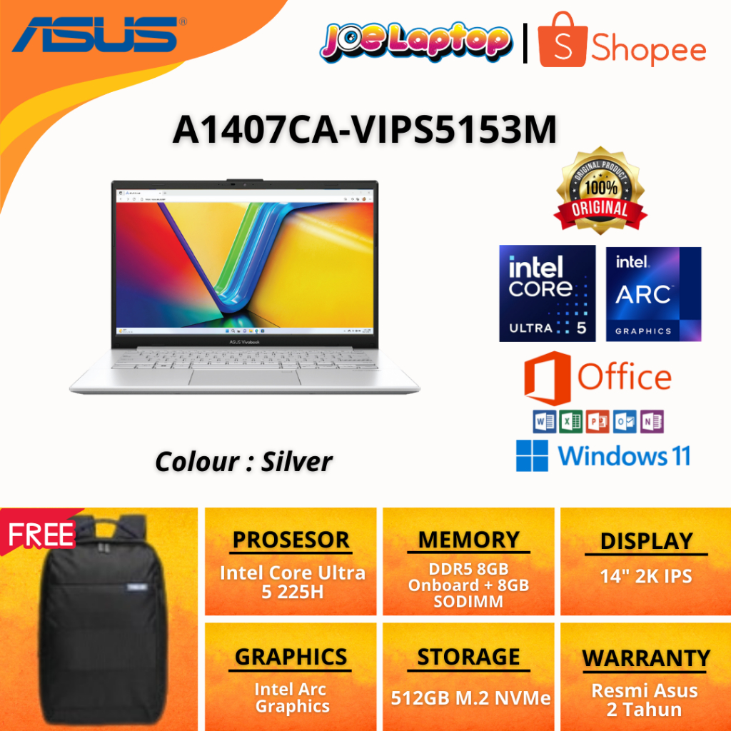 Asus A1407CA-VIPS5153M Silver Ultra 5 225H Win11 OHS
