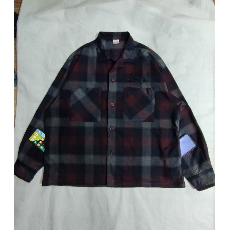 kemeja flanel vintage veterano Mark Gonzales original size L